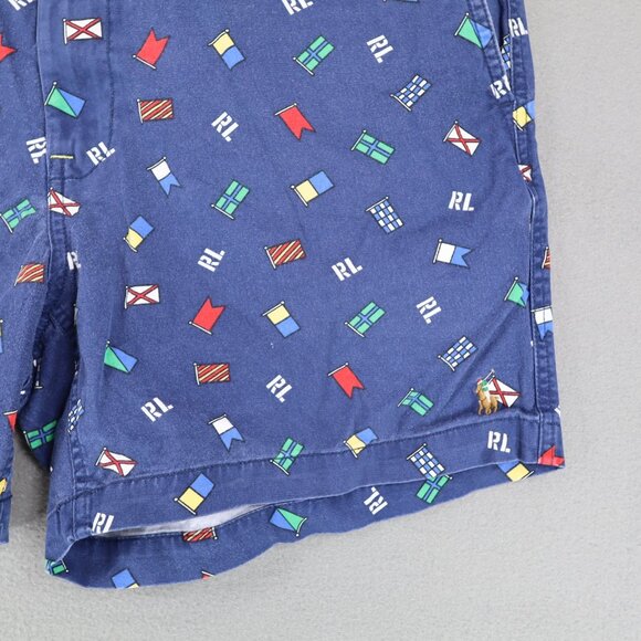 Polo Ralph Lauren Mens Swim Trunks Shorts Size L Blue Nautical Flag Drawstring - Picture 2 of 8